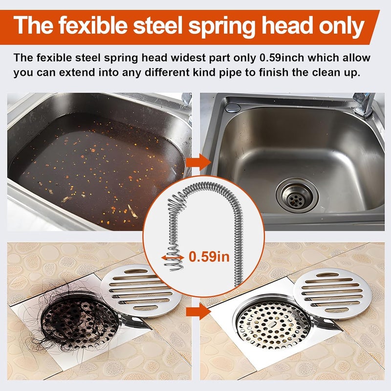KINGLEV Drain Auger, Plumbing Snake With Drill Adapter, 35ft Heavy Duty Flexible Sink Steel Plumbing Auger Bathroom Hair Clog Removal Tool, Manual Or Powered - No auto retract or feed - Image 4
